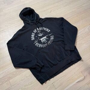 Sons of Anarchy Redwood Original Biker Hoodie Black Graphic Pullover Mens XL